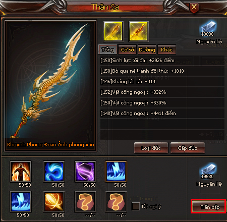 Vũ khí Thần Sa - Kiếm Thế Vũ khí Thần Sa - Kiếm Thế